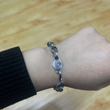 Hand Hammered 925 Sterling Silver Skull Bracelet For Men and Women Eagle Clasp Biker Gothic Rock and Roll Punk Jewelry