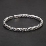 999 Pure Silver Twisted Cuff Bracelet for Men Women Fashion Vintage Infinity Open Cuff Bangle Retro Party Jewelry Gifts