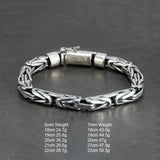 Sterling Silver 925 Viking Bracelet for Men Handmade Peace Pattern Thick Safe Toggle Buckle Hand-woven Chain