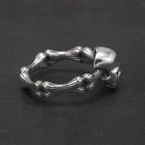 925 Sterling Silver Gothic Skull Head Ring Adjustable Cool Punk Skeleton Rings Hip-hop Retro Party Jewelry Accessories