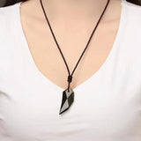 Natural Ice Gold Color Obsidian Wolf Tooth Pendant Necklace For Women And Men Sweater Rope Amulets Talismans Jewelry - GQTORCH Jewelry
