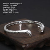 Genuine Solid 999 Sterling Silver Fox Bracelet Women Cuff Bracelets Bangle Fox Engraved Decorative Pattern Bracelet