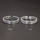 Heavy 999 Sterling Silver Braided Bracelet For Men Retro Solid Thick Handmade Viking Jewelry Opening Adjustable