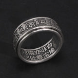 Real 925 Sterling Silver Vintage Rings For Men Rotatable Tibetan Six Words Mantra Rings Om Mani Padme Hum Buddhist Jewelry - GQTORCH Jewelry