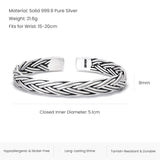 3pcs/set Handmade 999 Pure Silver Twist Bangle Flower Rope Knot Braid Wrist Chain Bracelet Bohemian Ethnic Hand Jewelry Set