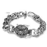 S925 Sterling Silver Auspicious Animal Charm Bracelets for Men Dragon Lion Tiger Head Vintage Punk Rock Delicate Jewelry