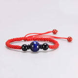 Blue Tiger Eyes Natural Stone Bead Bracelet 3 Colors Red String Braiding Couple Bracelets for Men Women Adjustable Length - GQTORCH Jewelry