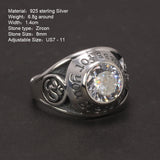 Authentic S925 Silver Blessing Rings for Men and Women with Simulated Big Diamond Adjustable Wedding Jewelry Gift