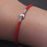 999 Pure Silver Bead Lucky Red Charm Rope Bracelet Handmade Braided String Friendship Bracelet Adjustable Fashion Jewelry