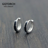 925 Sterling Silver Jewelry Minimalist Black Gel Circle Hoop Earrings For Men Best Gifts Simple Punk Rock Jewelry Bijoux