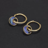 925 Sterling Silver Abalone Shell Small Drop Earrings Women Gold Turquoise Natural Stone Hoop Earrings Vintage Fashion Jewelry