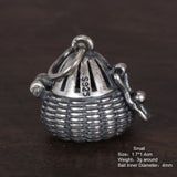 925 Sterling Silver Pendant Openable Vintage Woven Openable Small Sachet Pendant Jewelry