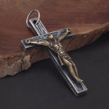 925 Sterling Silver Vintage Jesus Cross Pendant Necklace for Men Antiqued Catholic Crucifix Christian Religious Amulet Jewelry