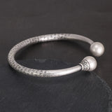 Genuine 990 Sterling Silver Tibetan Bangle Men's and Women's Heart Sutra Adjustable Bracelet Bracelet Good Luck Jewelry