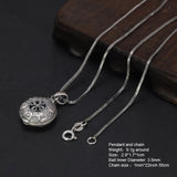 Real 925 Sterling Silver Six True Words Vajra Mantra Pendant Necklace Openable Round Shape Buddhist Jewelry