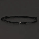 925 Sterling Silver Bead Charm Rope Braided Bracelet Red Black Handmade Adjustable String Wristband Unisex Vintage Lucky Jewelry