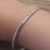 925 Sterling Silver Feather 3mm Thin Cuff Bracelet for Women Men, Moon Star Design, Simple Retro Indian Jewelry Party Gift