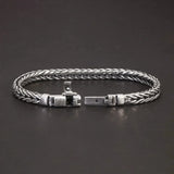 Guaranteed 925 Sterling Silver Bracelet Braided Chain with Plug Safety Buckle Keel Viking Jewelry for Men and Women