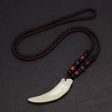 Natural Stone Black And Ice Obsidian Pendant Necklace Wolf Tooth Amulets And Talismans Couple Necklace For Women And Men - GQTORCH Jewelry