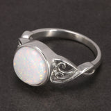 10mm Opal and Natural Lapis Stone 925 Sterling Silver Victorian Style Solitaire Ring