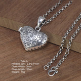 925 Sterling Silver Ladies Vintage Pendant Necklace Fashion Love Heart Openable Pendant Heart Shaped Female Jewelry