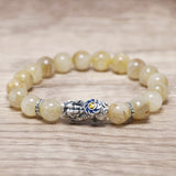 Natural Citrine Beaded Bracelets with 925 Sterling Silver Pixiu Charms Accessories Man and Women Transfer Luck Jewelry