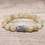 Natural Citrine Beaded Bracelets with 925 Sterling Silver Pixiu Charms Accessories Man and Women Transfer Luck Jewelry - GQTORCH Jewelry