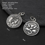 Real 925 Sterling Silver Vintage Elizabeth Dollar Coin Pendant Necklace Round Shaped Sweater Chain