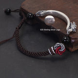 Real S925 Sterling Silver Dragon Bracelet for Men and Women Handmade Rope Woven Safety Bracelet Jewelry Gifts