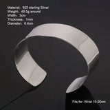 30mm Wide Glossy Bangle Bracelet Real Pure 925 Sterling Silver Exaggerated Open Arm Ring Minimalist Jewelry