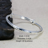 Expandable Bangle Bracelet For Women Real Pure 999 Sterling Silver Mantra Bangles Six Words Engraved Tibetan Buddhism Jewelry - GQTORCH Jewelry