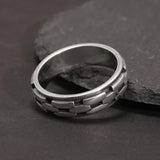 Real S925 Sterling Silver Spinner Rings Irregular Chain Design Retro Punk Style For Men Rotatable Index Finger Ring