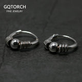 Real 925 Sterling Silver Earrings For Women With Beads Spiral  Coils Mini Round Circle Earings Ear Bone Buckle