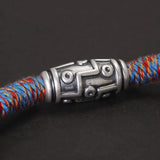 999 Pure Silver Tibetan Buddhism 9 Eyed Celestial Bead Charm Bracelet Ethnic Style Dzi Beads Braided Rope Chain Vintage Jewelry
