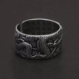 925 Sterling Silver Dragon Heart Sutra Ring for Men Women Buddhist Opening Type Punk Retro Party Jewelry Accessories