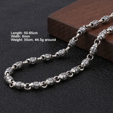 925 Sterling Silver Mantra Beads Necklace for Men With Dragon Heads Punk Style Necklace Jewelry 6mm