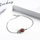 Natural Stone Ball Charm 925 Sterling Silver Box Chain Bracelets For Women Simple Minimalism Multi Color Real Crystal Bracelet - GQTORCH Jewelry