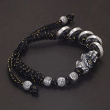 999 Pure Silver Retro Pixiu Charms Braided Rope Bracelet Five Emperors' Coin Fengshui Money Fortune Wealth Lucky Jewelry Gift