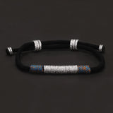 999 Pure Silver Beaded Charms Tibetan Braided Rope Bracelet for Men Women Black Red Color Lucky Rope Wristband Vintage Jewelry