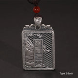 Vintage Punk Sterling Silver 999 Tiger Pendant Necklace with Adjustable Rope for Male and Female Zodiac Jewelry