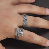 925 Sterling Silver Vintage Angel Bat Wing Demon Eye Hip Hop Adjustable Couples Rings for Men and Women Viking Jewelry - GQTORCH Jewelry