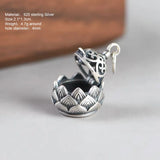 Genuine 925 Sterling Silver Pine Nut Openable Pendant Hollow Design Small Sachet Flower Locket Retro Thai Silver Jewelry