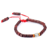 Tibetan Buddhist Handmade Mantra Sign Charm Natural Sanders Wood Mala Beads Bracelet For Men And Women With Coconut Shell