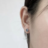 7mm 925 Sterling Silver Retro Viking Dragon Stud Earrings Men Women Round Shaped Vintage Punk Biker Jewelry Gift Hypoallergenic