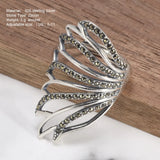 925 Sterling Silver Ring Exaggerated Big Wings Hollow Ring Ladies Inlaid Zirconia Retro Vintage Punk  women jewelry