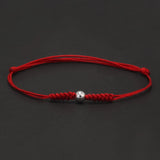 925 Sterling Silver Bead Charm Red Rope Braided Bracelet Handmade Adjustable String Wristband Unisex Vintage Lucky Jewelry
