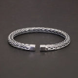 Sterling Silver 999 Twisted Woven Bracelet Bangle for Men and Women Braided Antique Hemp Rope Punk Rock Jewelry