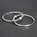 Real 925 Sterling Silver Round Earrings Fashion Hoop Circle Earrings With Coils Beads Handmade Jewelry Accessories