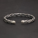 925 Sterling Silver Twisted Woven Bracelet Bangle Cuff Man Women Handmade Exquisite Unique Opening Viking Jewelry Gift - GQTORCH Jewelry