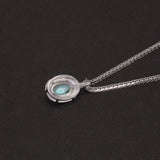 925 Sterling Silver Turquoise Rhodochrosite Kyanite Pendant Necklace Natural Gem Simple Small Oval Shaped Cute Elegant Jewelry